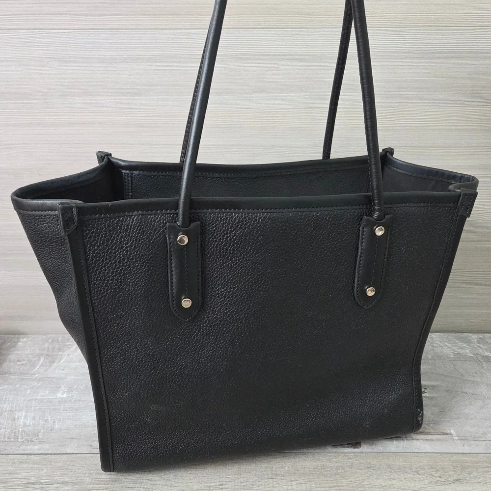 Kate Spade New York Ella Black Pebbled Leather Double Handles Zipper Tote Bag